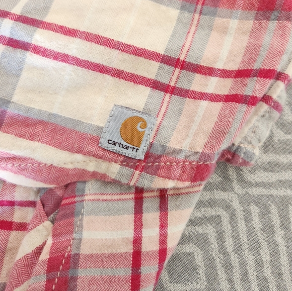 Carhartt Cowgirl Women Button Down Shirt Size M Pink-Cream Color - Picture 9 of 13